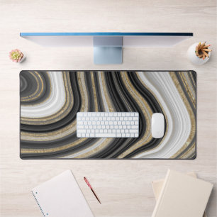 Zwart Wit Goud Glitter Abstract Patroon Cool Bureaumat