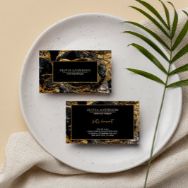 Zwart & Wit Goud Glitter Marmeren Agaat Modern Visitekaartje