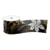 Zwart Wit Goud Kerstbloem Lint (Spoel)