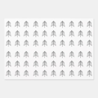 Zwart Wit Goud Kerstboom Star Sneeuwvlok Inpakpapier Vel