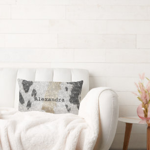 Zwart Wit Goud Koe Dierenprint Sparkle Kussen