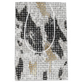 Zwart Wit Goud Koe Dierenprint Sparkle Verjaardag Medium Cadeauzakje (Voorkant)