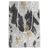 Zwart Wit Goud Koe Dierenprint Sparkle Verjaardag Medium Cadeauzakje (Achterkant)