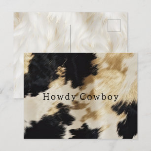 Zwart Wit Goud Koeienhuid Howdy Briefkaart
