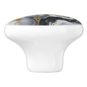 Zwart wit goud marmer en alcoholinkt Abstract Keramische Knop (Zijkant)