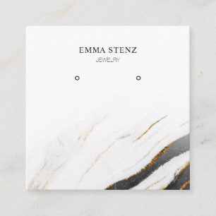 Zwart Wit Goud Marmer · Oorbel Sieraden Display Vierkante Visitekaartje