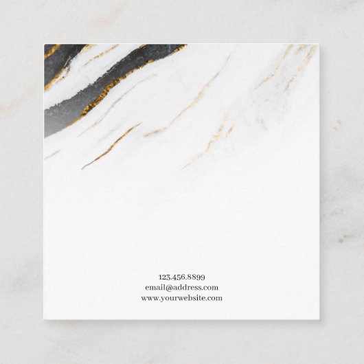 Zwart Wit Goud Marmer · Oorbel Sieraden Display Vierkante Visitekaartje (Achterkant)