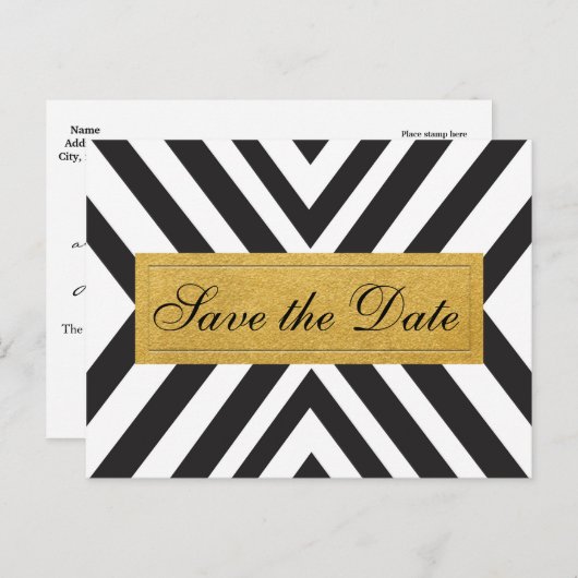 Zwart Wit & Goud Modern Geometrisch Briefkaart (Voorkant / Achterkant)