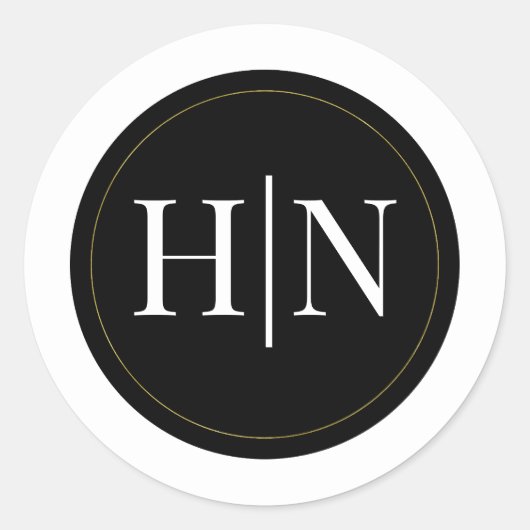Zwart Wit Goud Modern Minimaal Elegant Huwelijk Ronde Sticker (Voorkant)