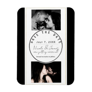 Zwart Wit Goud Modern Minimaal Save the Date Magneet