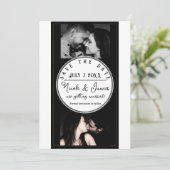 Zwart Wit Goud Modern Minimal Save the Date (Staand voorkant)