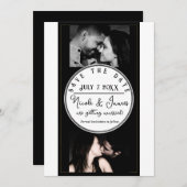 Zwart Wit Goud Modern Minimal Save the Date (Voorkant / Achterkant)