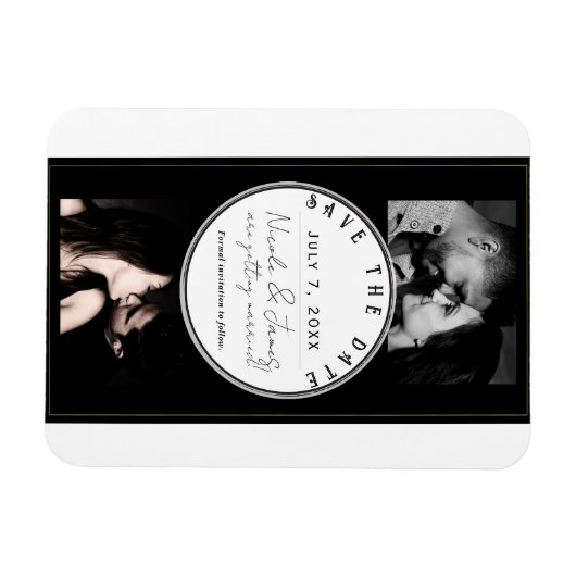 Zwart Wit Goud Modern Minimal Save the Date Magneet (Horizontaal)