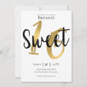 Zwart Wit Goud Modern Sweet 16 Verjaardagsfeestje Kaart (Voorkant)