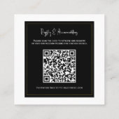 Zwart Wit Goud Moderne Minimale Trouwdetails Vierkante Visitekaartje (Achterkant)