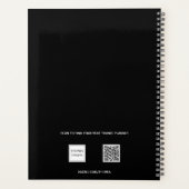 Zwart wit goud monogram initialen naam planner (Achterkant)