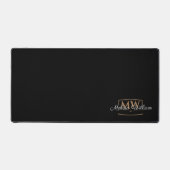 Zwart Wit Goud Monogram Naam Script Bureaumat (Voorkant)