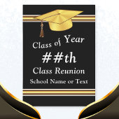 Zwart, wit, goud, persoonlijke, klasse reünie kaart