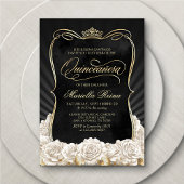 Zwart Wit Goud Quinceañera Kaart