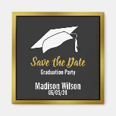 Zwart Wit & Goud Save the Date Graduation Party Magneet (Voorkant)