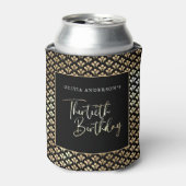 Zwart Wit & Goud Script 30ste Verjaardagsfeest Blikjeskoeler (Blikje Voorkant)