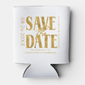 Zwart & Wit Goud Script Bruiloft Save The Date Blikjeskoeler (Voorkant)