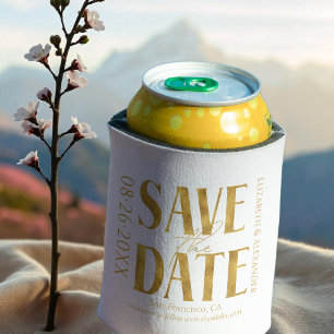 Zwart & Wit Goud Script Bruiloft Save The Date Blikjeskoeler