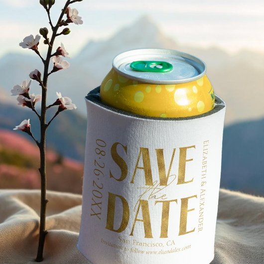 Zwart & Wit Goud Script Bruiloft Save The Date Blikjeskoeler