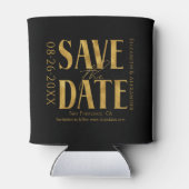 Zwart & Wit Goud Script Bruiloft Save The Date Blikjeskoeler (Achterkant)