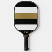 Zwart Wit Goud Strepen Monogram Pickleball Paddle (Voorkant)