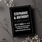 Zwart wit goud vet script typografie bruiloft kaart