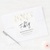 Zwart, Wit & Goud Vijftig , 50ste Verjaardagsfeest Vierkante Sticker (Envelop)