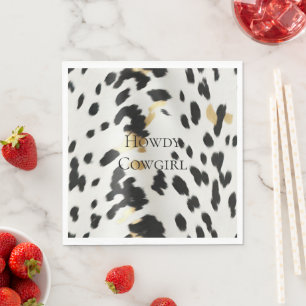 Zwart Wit Goud Western Koeienhuid Servet