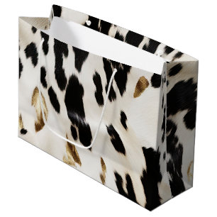 Zwart Wit Goud Zuidwest Cowhide Verjaardag Groot Cadeauzakje