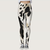 Zwart Wit Goud Zuidwest Koeienhuid Leggings (Voorkant)