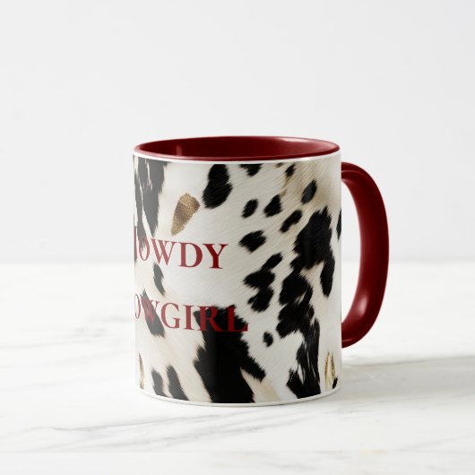 Zwart Wit Goud Zuidwest Koeienhuid Mok (Voorkant rechts)