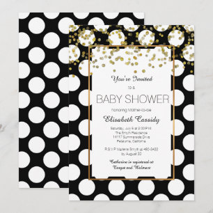 Zwart-wit, gouden Baby shower Kaart