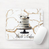 Zwart & wit gouden bloemencake bruidsshower muismat (Met muis)