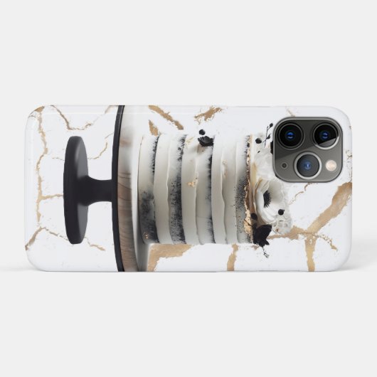 Zwart & wit gouden bloemig meerlagige bruidstaart Case-Mate iPhone case (Achterkant (horizontaal))