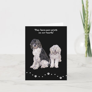 Zwart & Wit Gouden Doodle Pet Sympathy Card Feestdagen Kaart