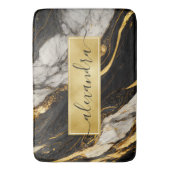 Zwart-wit gouden marmer Modern Elegant Badmat (Voorkant Verticaal)