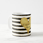 Zwart Wit Gouden Strepen Hart Quote Koffiemok (Voorkant links)