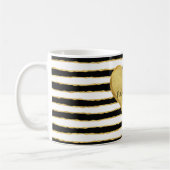 Zwart Wit Gouden Strepen Hart Quote Koffiemok (Links)