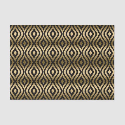 Zwart-wit goudmetrisch Quatrefoliepatroon Tissuepapier (Voorkant)