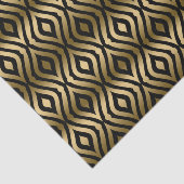 Zwart-wit goudmetrisch Quatrefoliepatroon Tissuepapier (Detail)