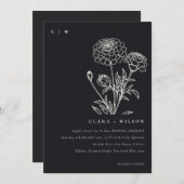 Zwart-wit goudsbloem bloemenschets bruiloft kaart (Voorkant / Achterkant)
