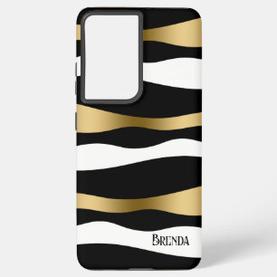 Zwart wit & goudvormig zebrapatroon samsung galaxy hoesje