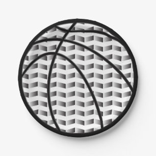 Zwart-wit Gradient Basketbal Papier Borden Papieren Bordje