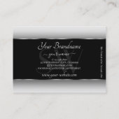 Zwart Wit Gradiënt Monogram Zilver Ovaal Lijst Visitekaartje (Achterkant)