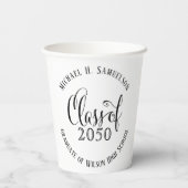 Zwart-wit Graduation Party Custom Papieren Bekers (Achterkant)